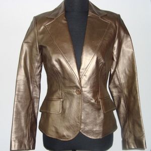 Bronze leather jacket blazer New!